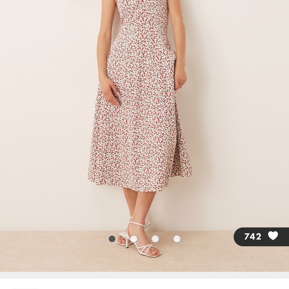 Abercrombie Wide Strap Slip MIDI Floral Sleeveless Dress - Picture 4 of 5